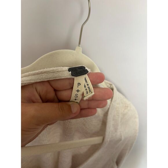 We The Free Shirt Women's Small Oatmeal Off White Cream Waffle Knit Scoop Neck - Picture 2 of 4